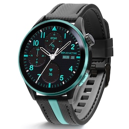Reflex Active Series 54 Amoled GPS Black and Teal Strap Smart Watch