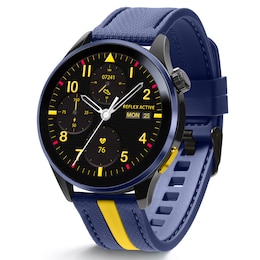 Reflex Active Series 54 Amoled GPS Blue and Yellow Strap Smart Watch