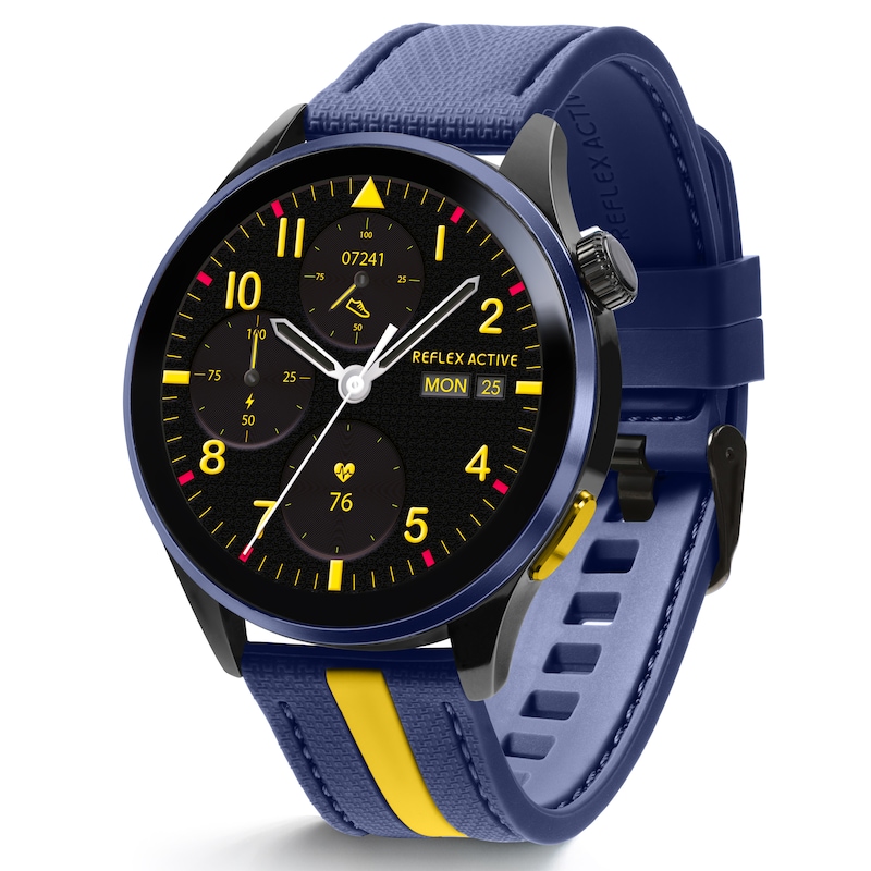 Main Image 1 of Reflex Active Series 54 Amoled GPS Blue and Yellow Strap Smart Watch