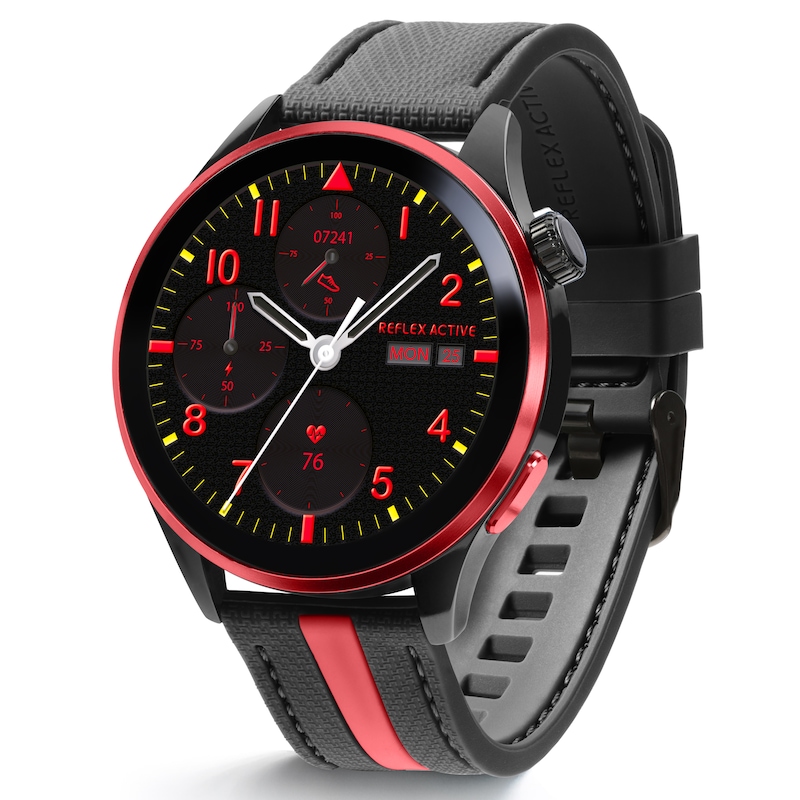 Main Image 1 of Reflex Active Series 54 Amoled GPS Black and Red Strap Smart Watch