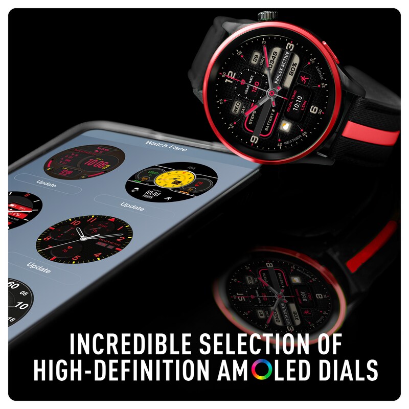 Main Image 4 of Reflex Active Series 54 Amoled GPS Black and Red Strap Smart Watch