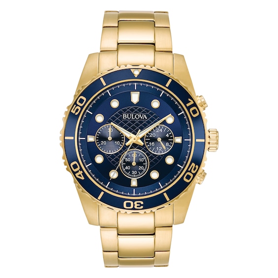 Bulova Classic Chronograph Mens Gold Tone Stainless Steel Br