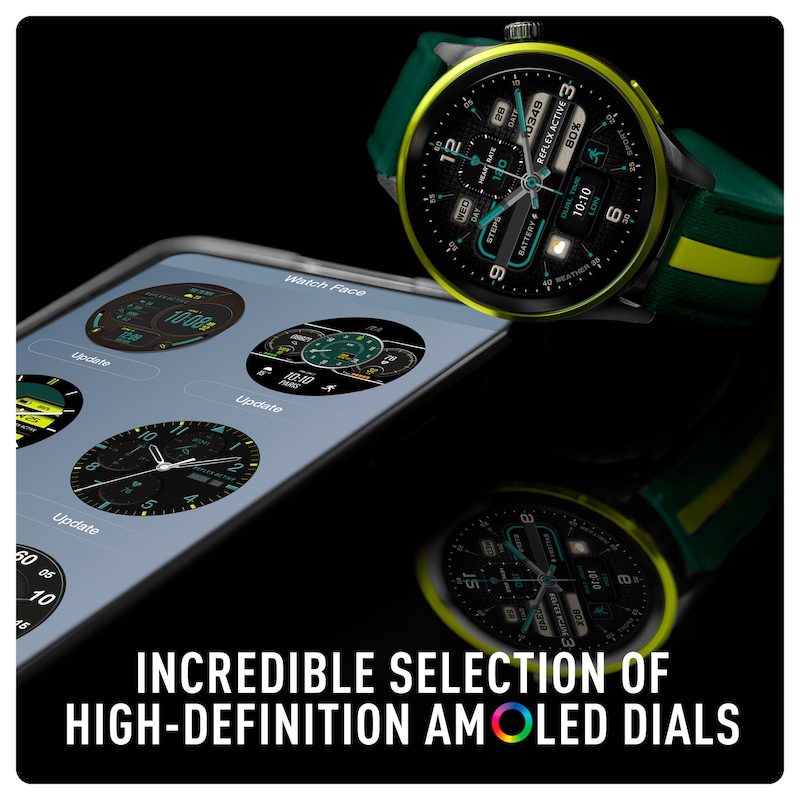 Main Image 4 of Reflex Active Series 54 Amoled GPS Green and Yellow Strap Smart Watch