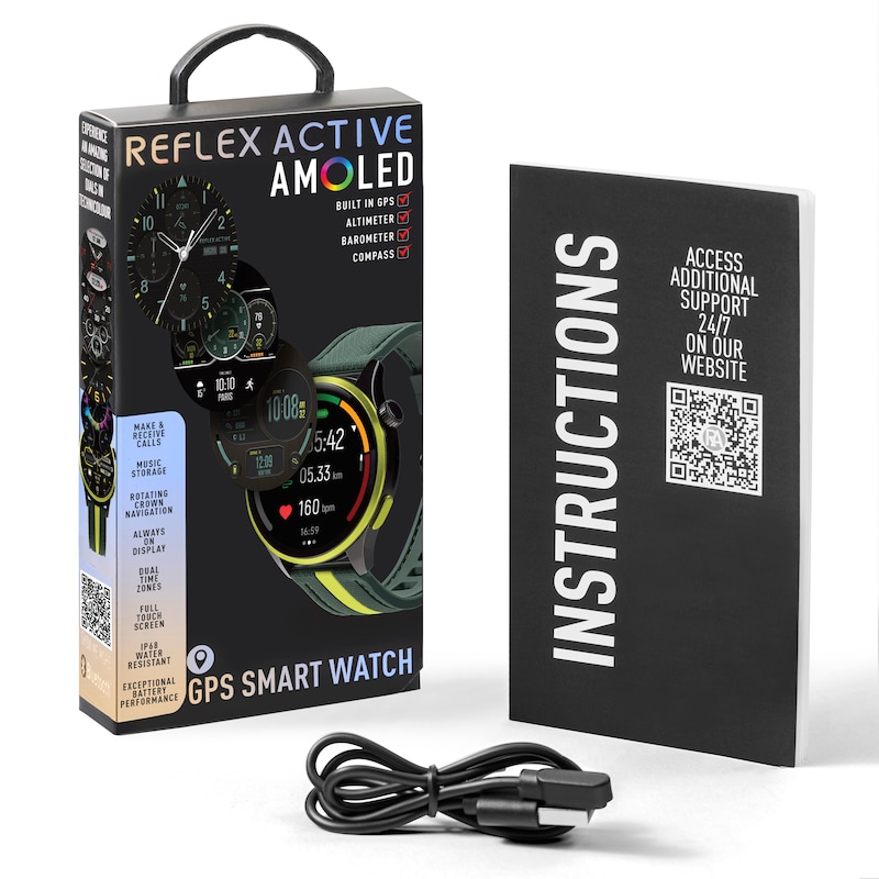 Main Image 6 of Reflex Active Series 54 Amoled GPS Green and Yellow Strap Smart Watch