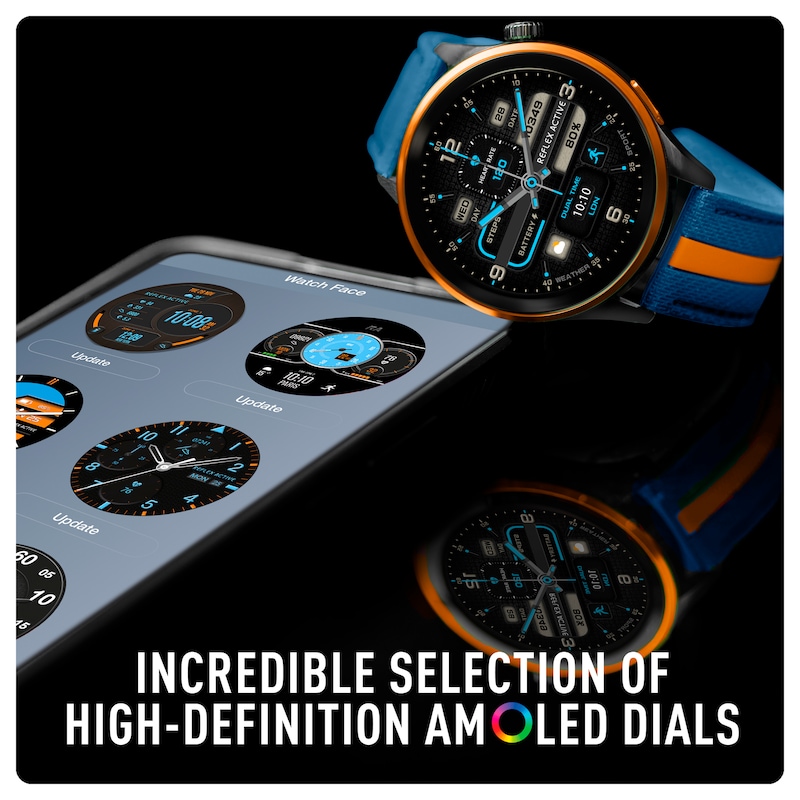 Main Image 4 of Reflex Active Series 54 Amoled GPS Blue and Orange Strap Smart Watch