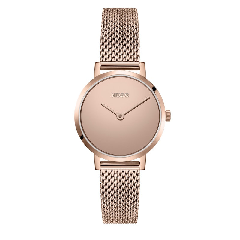 HUGO #CHERISH Ladies' Rose Gold Tone Mesh Bracelet Watch