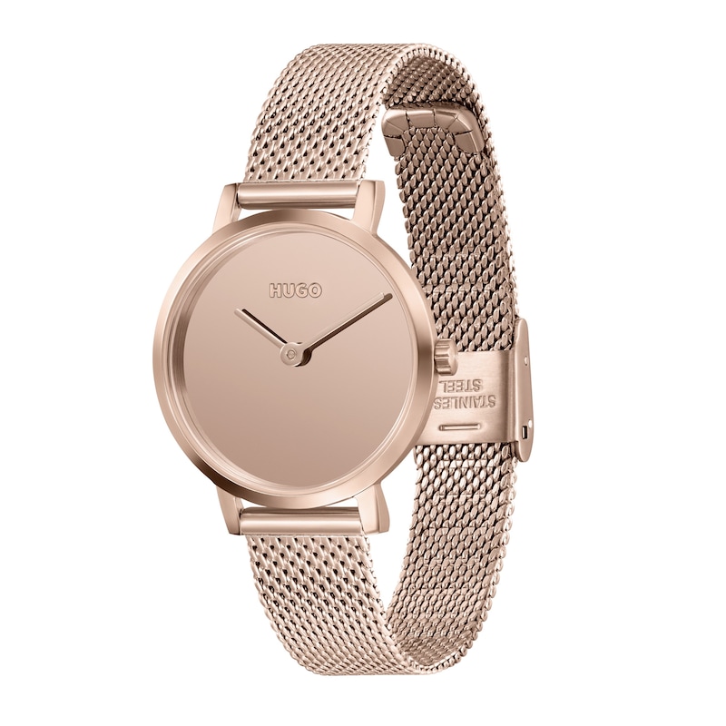 HUGO #CHERISH Ladies' Rose Gold Tone Mesh Bracelet Watch