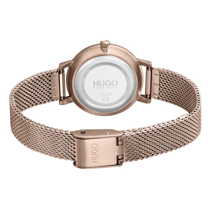 HUGO #CHERISH Ladies' Rose Gold Tone Mesh Bracelet Watch