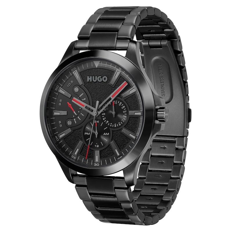 HUGO #LEAP Men's Black IP Bracelet Watch | H.Samuel