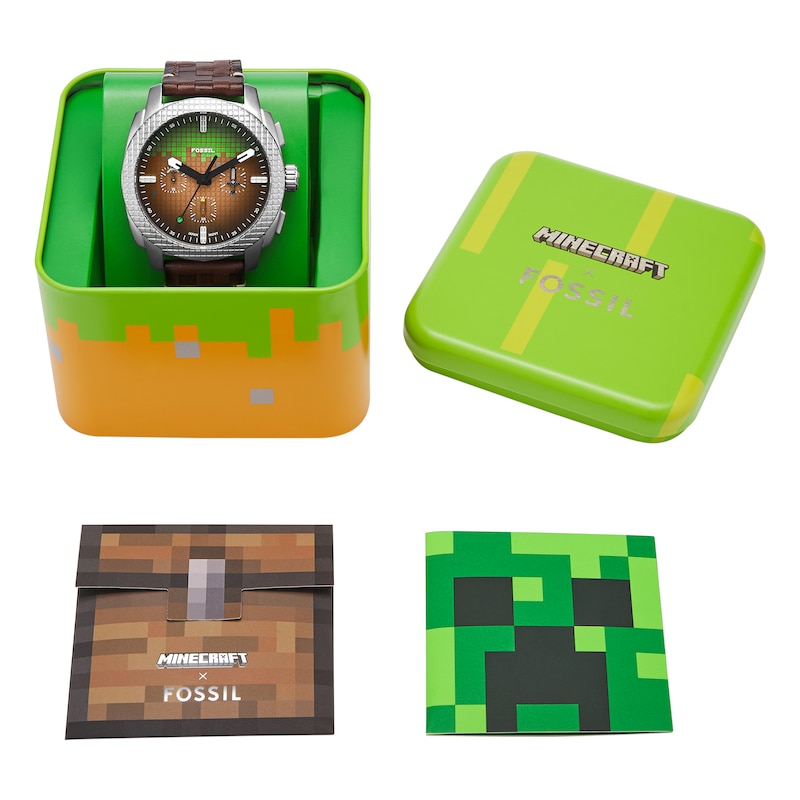 Main Image 6 of Fossil Men's Minecraft x Fossil Limited Edition Grass Block Stainless Steel Watch