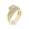 Thumbnail Image 2 of Perfect Fit 9ct Yellow Gold 0.55ct Diamond Cushion Cluster Bridal Set