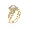 Thumbnail Image 2 of Perfect Fit 9ct Yellow Gold 0.66ct Diamond Emerald Cluster Bridal Set