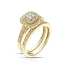 Thumbnail Image 2 of Perfect Fit 9ct Yellow Gold 0.40ct Diamond Cushion Cluster Bridal Set