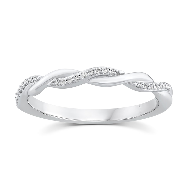 Main Image 1 of Perfect Fit Argentium Silver Twisted Diamond Ring