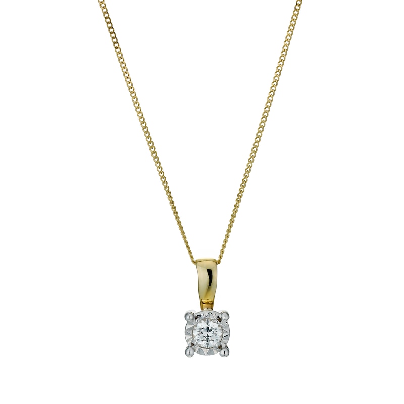 Main Image 1 of 9ct Gold Diamond Pendant Necklace