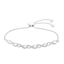 Sterling Silver Diamond Infinity Bolo Bracelet