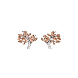 Silver  Rhodium  & Rose Gold DiamondTree Earrings