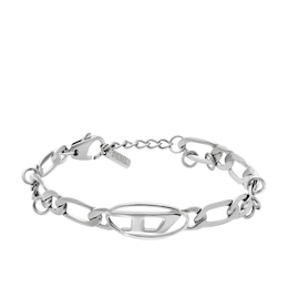 Diesel Men's Stainless Steel Oval D Chain Bracelet