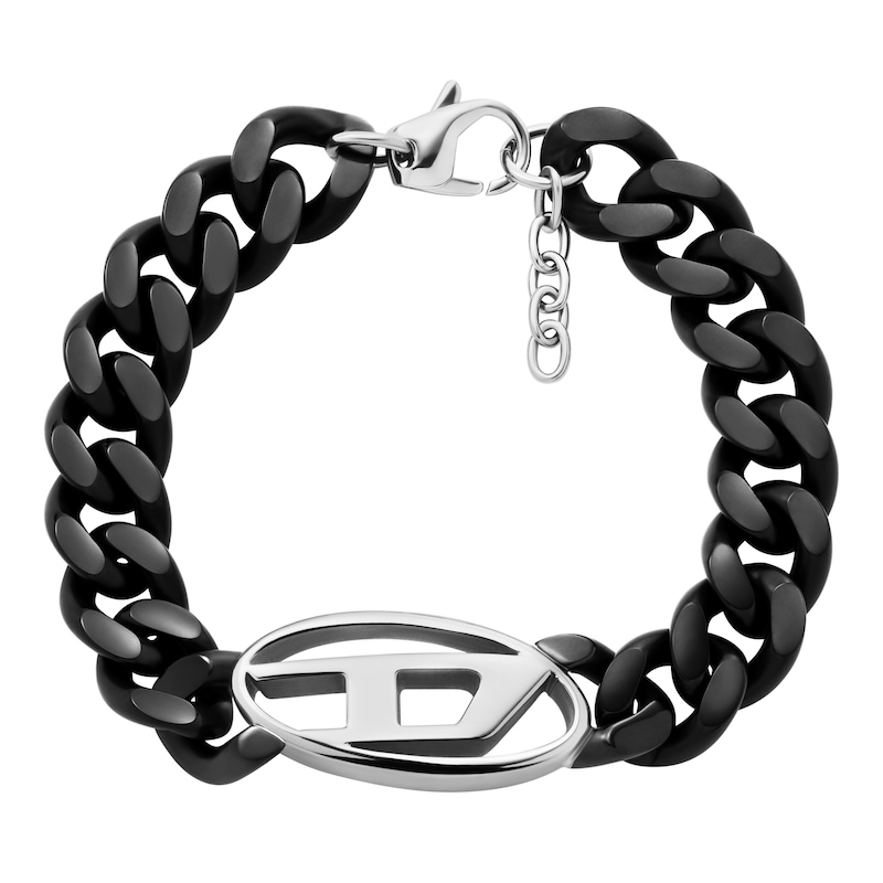 Main Image 1 of Diesel Men's Black Stainless Steel Oval D Chain Bracelet