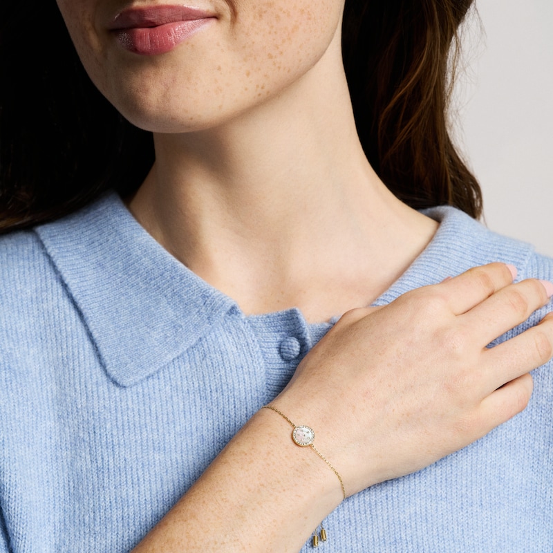 Main Image 4 of Fossil Women's Classic Mother of Pearl Gold Tone Stainless Steel Station Bracelet