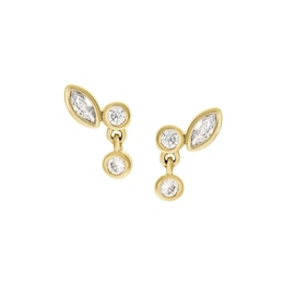 Fossil Ladies' Ellis Toi Et Moi Gold Tone Brass Stud Earrings