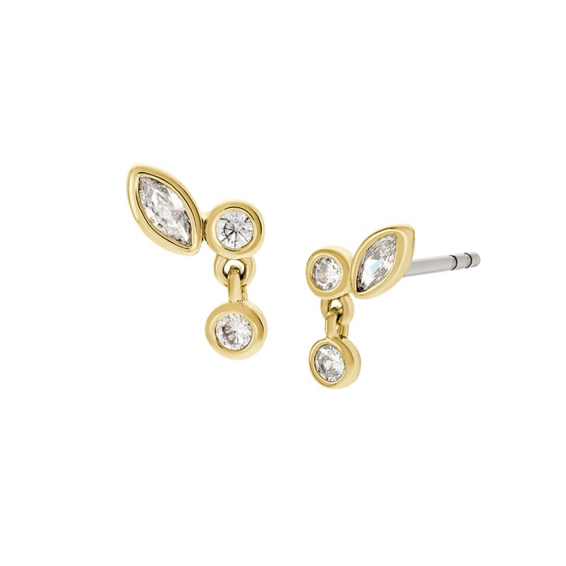Main Image 2 of Fossil Women's Ellis Toi Et Moi Gold Tone Brass Stud Earrings