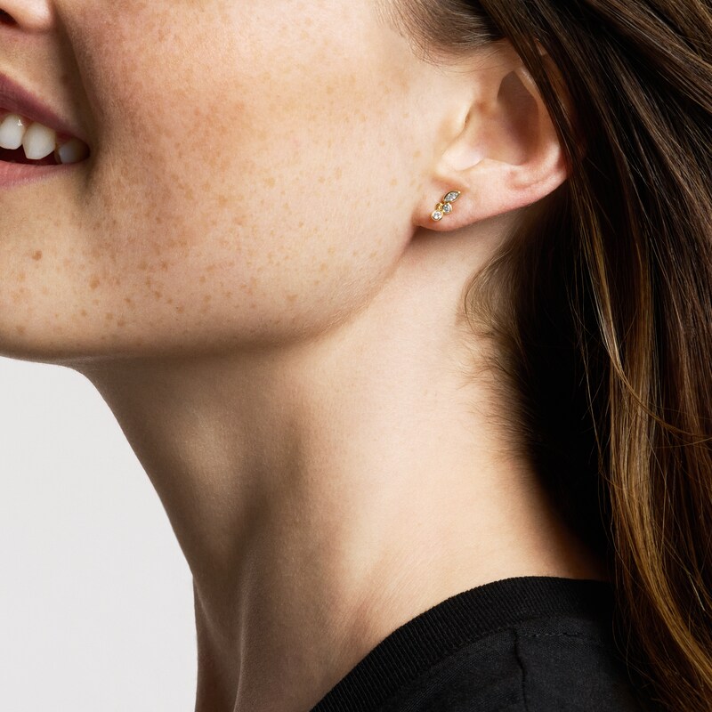 Main Image 3 of Fossil Women's Ellis Toi Et Moi Gold Tone Brass Stud Earrings