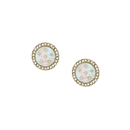 Fossil Ladies' Classic Mother of Pearl Gold Tone Stainless Steel Stud Earrings