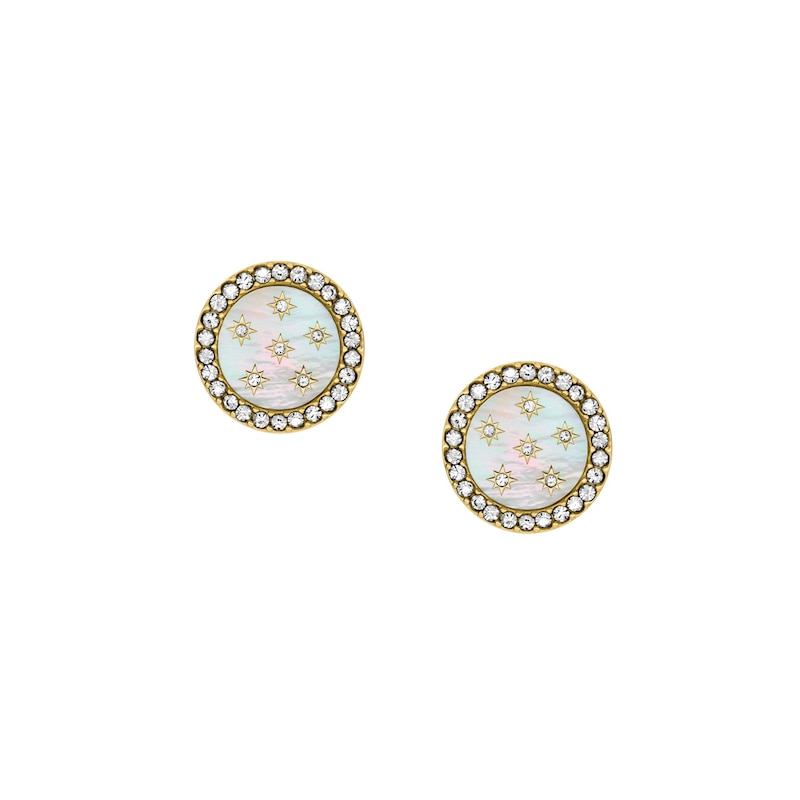 Main Image 1 of Fossil Women's Classic Mother of Pearl Gold Tone Stainless Steel Stud Earrings
