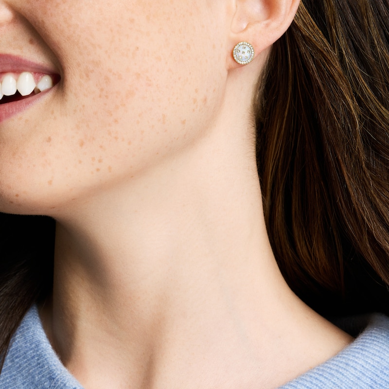Main Image 4 of Fossil Women's Classic Mother of Pearl Gold Tone Stainless Steel Stud Earrings