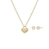 Thumbnail Image 1 of Fossil Women's Gold Tone Stainless Steel Heart Necklace and Earrings Gift Set