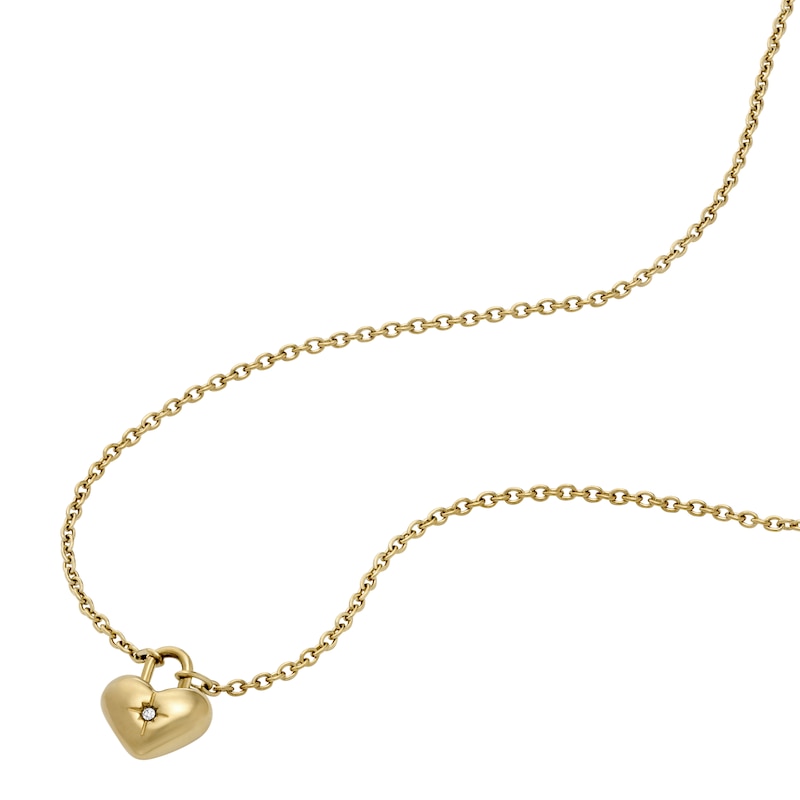 Main Image 3 of Fossil Women's Gold Tone Stainless Steel Heart Necklace and Earrings Gift Set