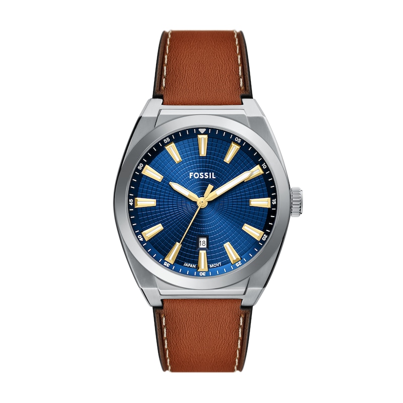 Main Image 1 of Fossil Everett Men's Blue Dial Brown Leather Strap Watch