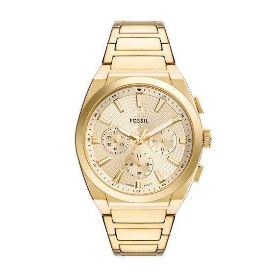 Fossil Everett Mens Chronograph Gold Tone Stainless Steel Wa