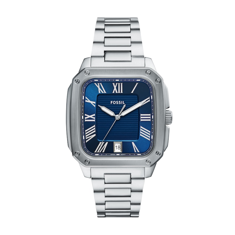 Main Image 1 of Fossil Crosby Men's Blue Rectangle Stainless Steel Bracelet Watch