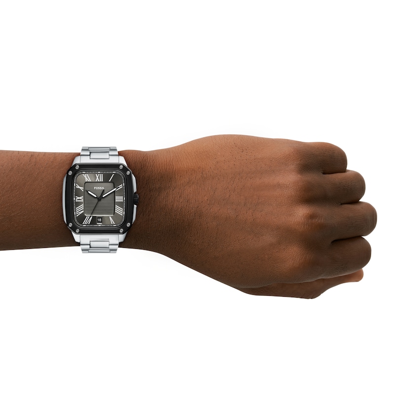 Main Image 4 of Fossil Crosby Men's Blue Rectangle Stainless Steel Bracelet Watch