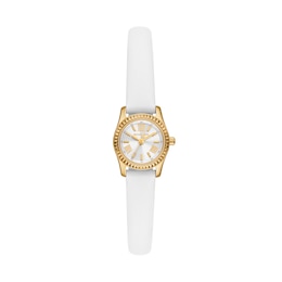 Michael Kors Lexington Women's White Leather Strap Watch