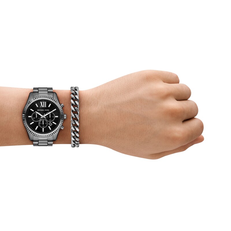 Main Image 4 of Michael Kors Lexington Men's Chronograph Gunmetal Stainless Steel Watch Set
