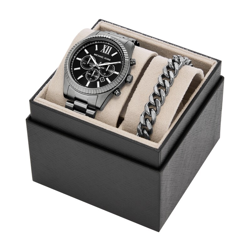 Main Image 5 of Michael Kors Lexington Men's Chronograph Gunmetal Stainless Steel Watch Set