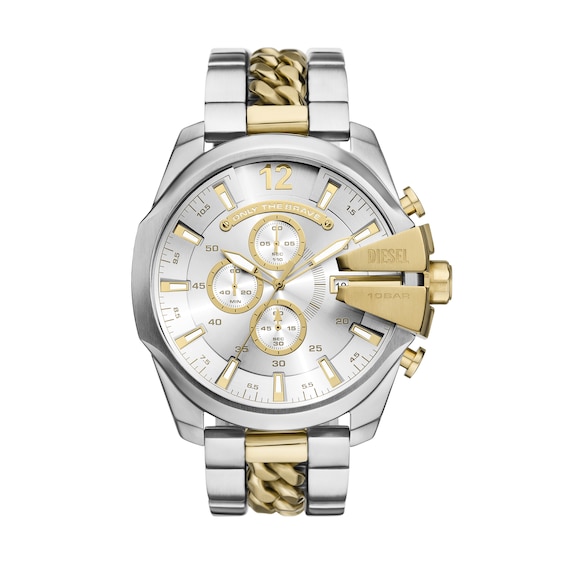 Diesel Mens Mega Chief Chronograph Two Tone Stainless Steel 