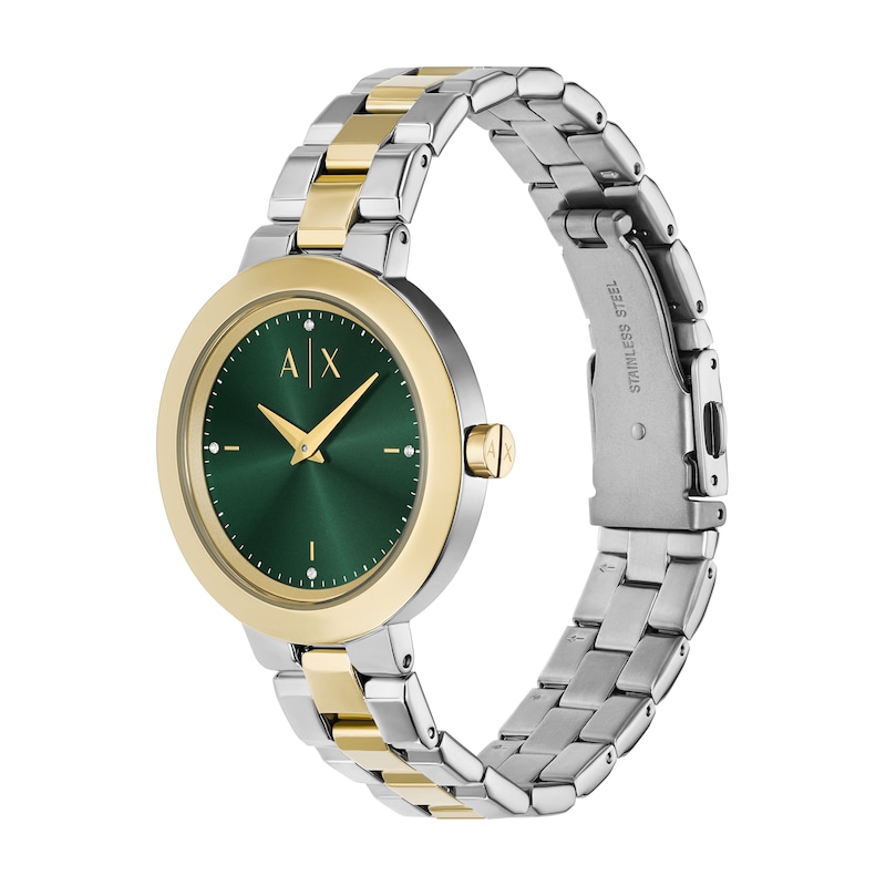 Main Image 3 of Armani Exchange Women's Green Dial Two Tone Stainless Steel Bracelet Watch