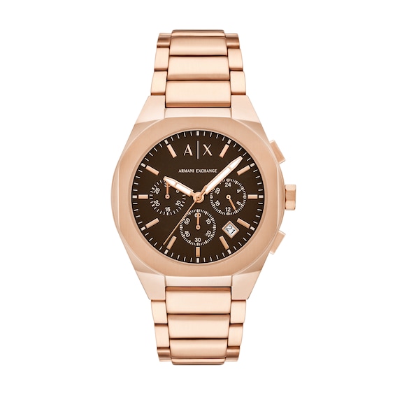 Armani Exchange Mens Chronograph Rose Gold Tone Stainless St