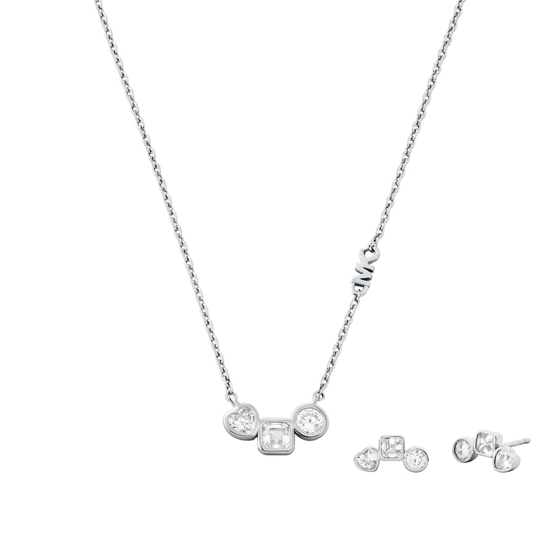 Main Image 1 of Michael Kors Rhodium Plated Sterling Silver Necklace and Earring Gift Set