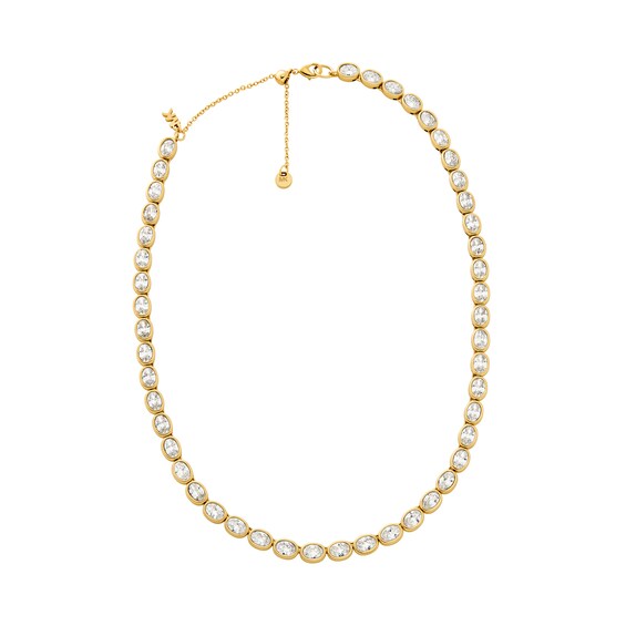 Michael Kors Ladies 14ct Gold Plated Bezel Set Necklace