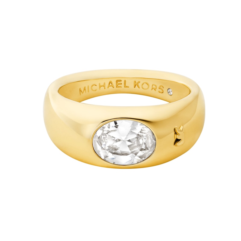 Main Image 2 of Michael Kors 14ct Gold Plated Brass Oval Stone Ring - Size M