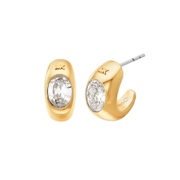 Michael Kors Ladies' 14ct Gold Plated Oval Stone Hoop Earrings