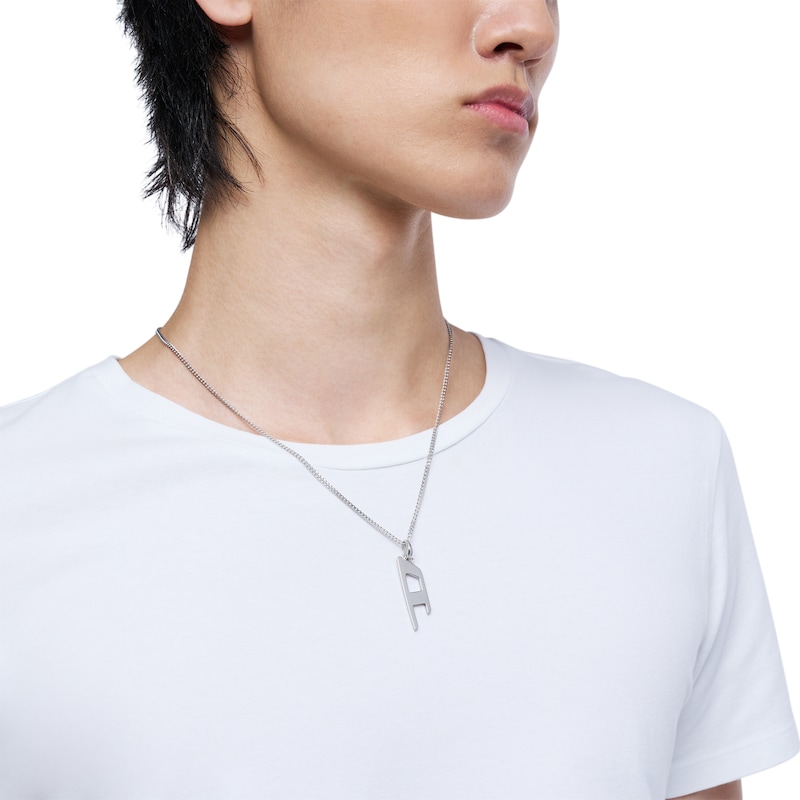 Main Image 3 of Diesel Men's Stainless Steel Stylized D Logo Pendant Necklace