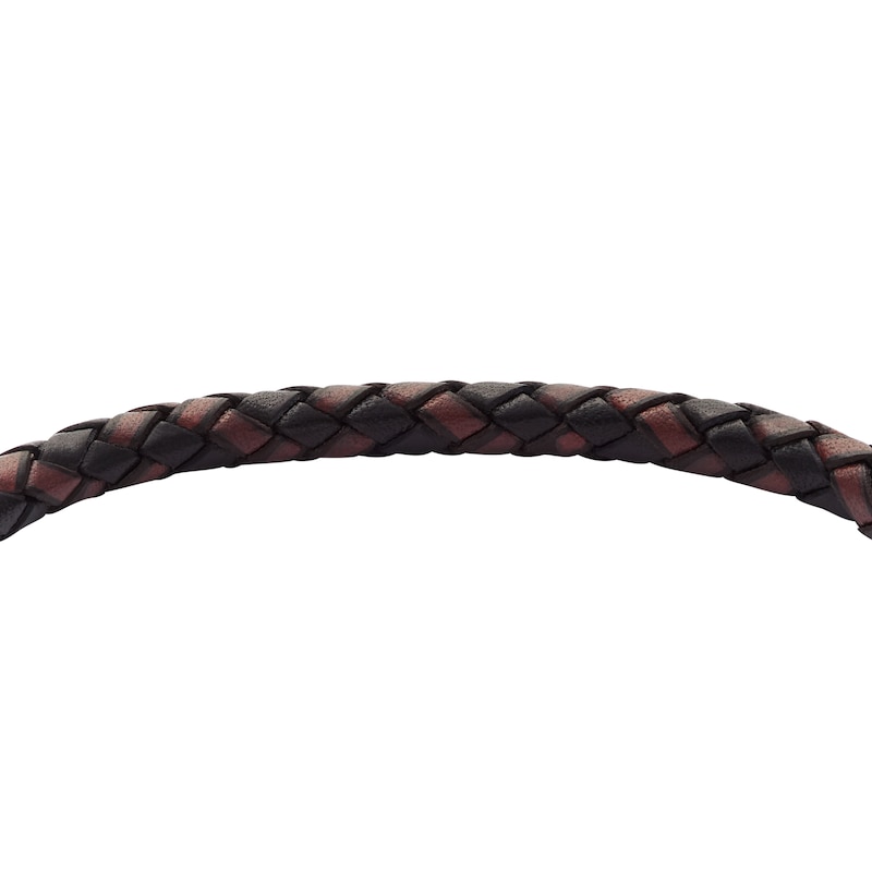 Main Image 3 of Fossil Men's Black & Burgundy Braided Leather Bracelet