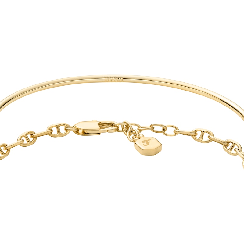 Main Image 3 of Fossil Women's Gold-Tone Chain & Open Bangle Bracelet Set