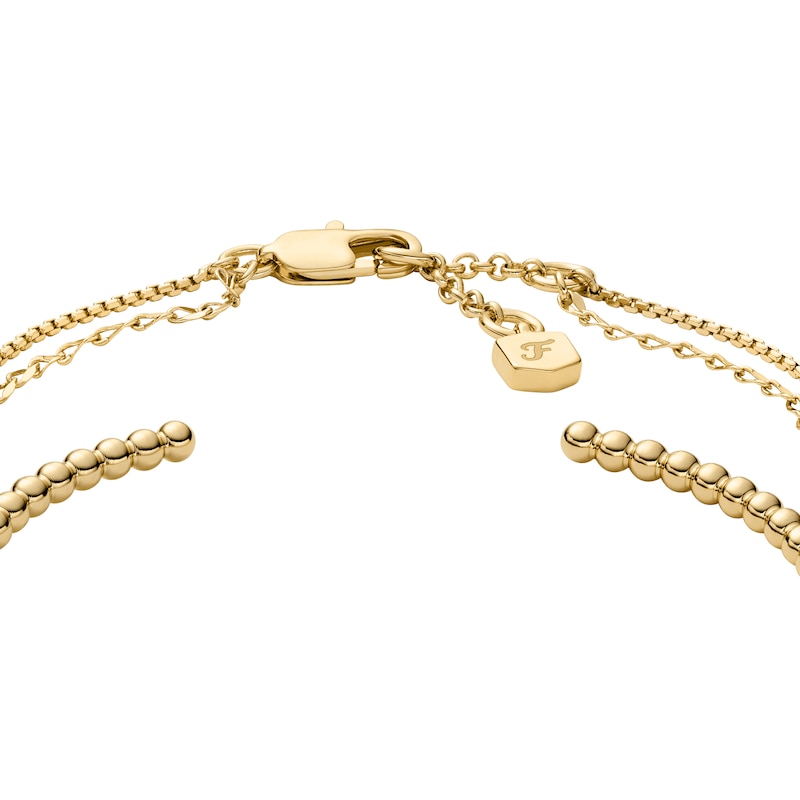 Main Image 3 of Fossil Women's Gold-Tone Dual Chain & Beaded Bangle Bracelet Set